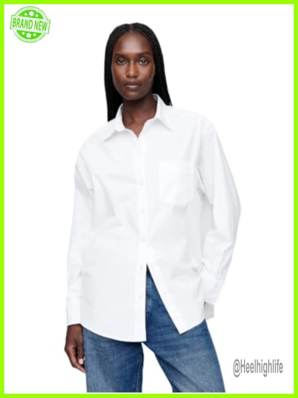 Oversized Poplin Big Shirt Cap Sleeve Crew Neck Pullover Casual Top